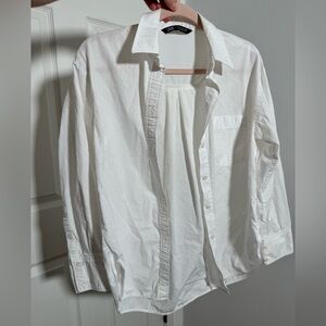 Zara White Casual Button Down Shirt
